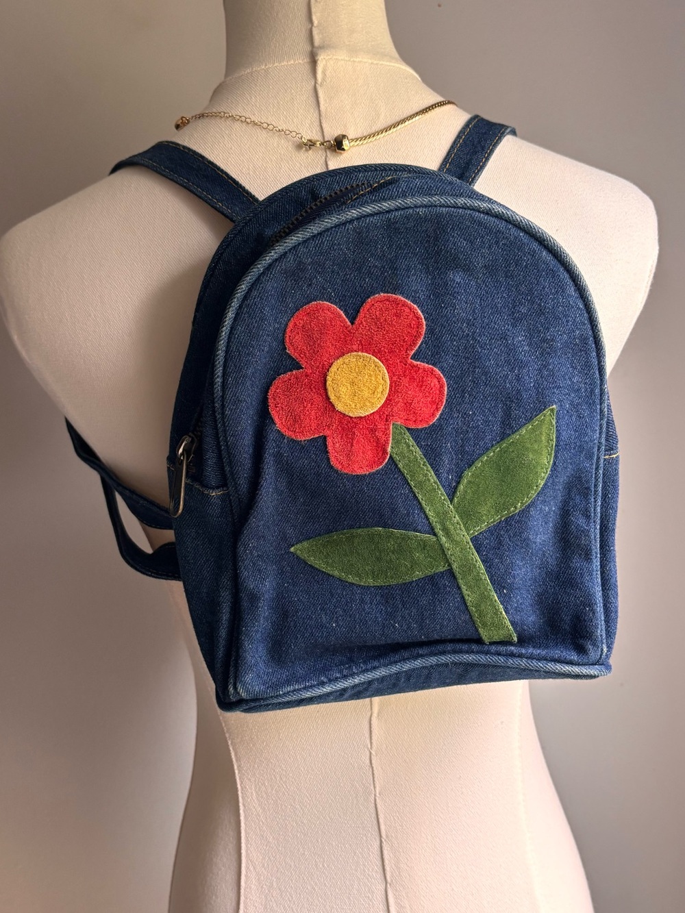 Handmade Blue denim mini backpack